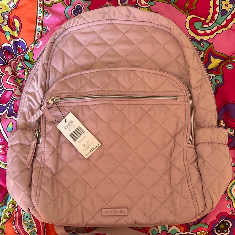 Vera Bradley Hydrangea Pink Campus Backpack